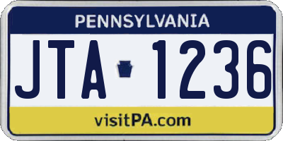 PA license plate JTA1236