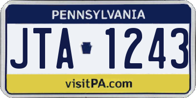 PA license plate JTA1243