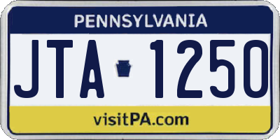 PA license plate JTA1250