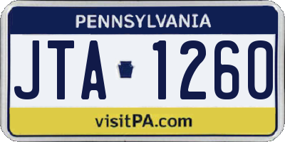 PA license plate JTA1260