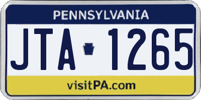 PA license plate JTA1265