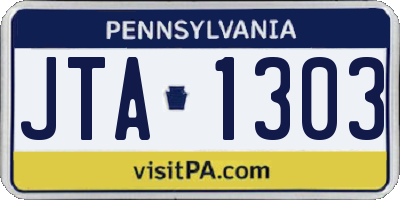 PA license plate JTA1303