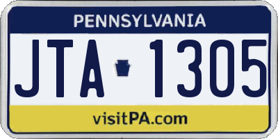 PA license plate JTA1305
