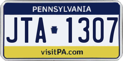 PA license plate JTA1307