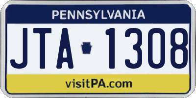 PA license plate JTA1308