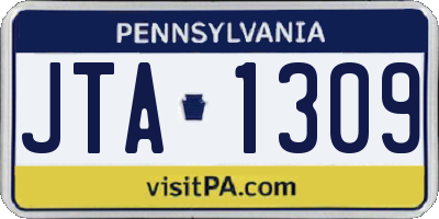 PA license plate JTA1309