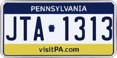 PA license plate JTA1313