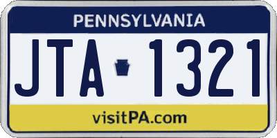 PA license plate JTA1321