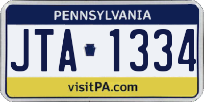 PA license plate JTA1334