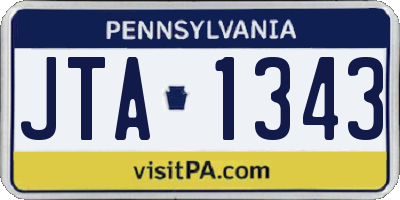 PA license plate JTA1343