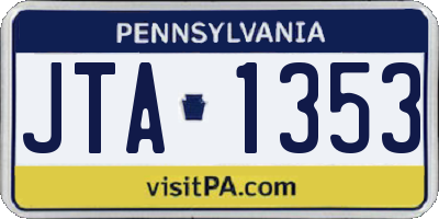 PA license plate JTA1353