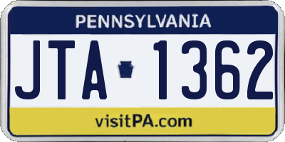 PA license plate JTA1362