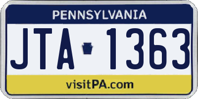 PA license plate JTA1363