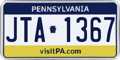 PA license plate JTA1367