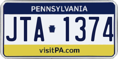 PA license plate JTA1374