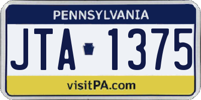 PA license plate JTA1375