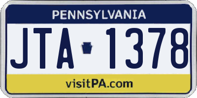PA license plate JTA1378