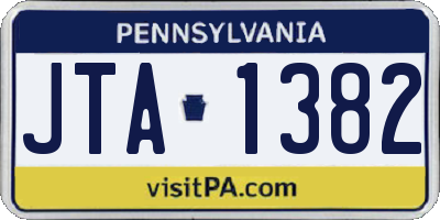 PA license plate JTA1382