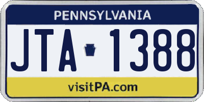 PA license plate JTA1388