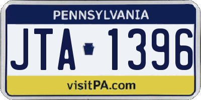 PA license plate JTA1396