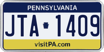 PA license plate JTA1409