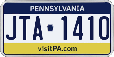 PA license plate JTA1410