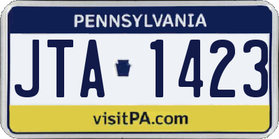PA license plate JTA1423