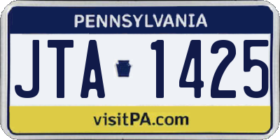 PA license plate JTA1425