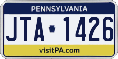 PA license plate JTA1426
