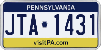 PA license plate JTA1431