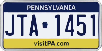 PA license plate JTA1451