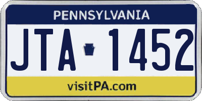 PA license plate JTA1452
