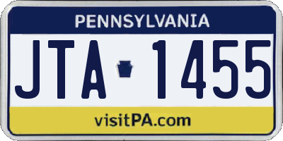 PA license plate JTA1455
