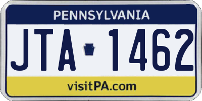 PA license plate JTA1462