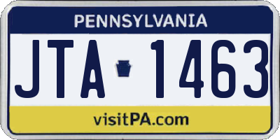 PA license plate JTA1463