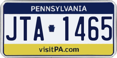 PA license plate JTA1465