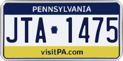 PA license plate JTA1475