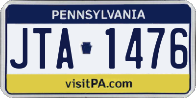 PA license plate JTA1476
