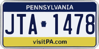 PA license plate JTA1478