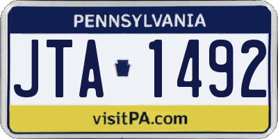 PA license plate JTA1492