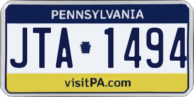 PA license plate JTA1494