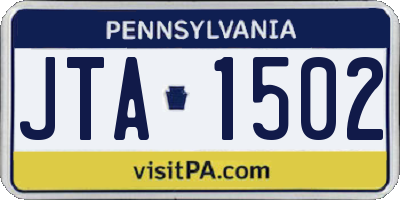 PA license plate JTA1502