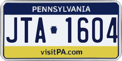 PA license plate JTA1604