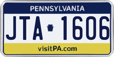 PA license plate JTA1606