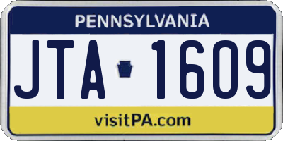 PA license plate JTA1609