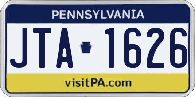 PA license plate JTA1626