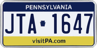 PA license plate JTA1647