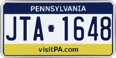 PA license plate JTA1648