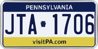 PA license plate JTA1706