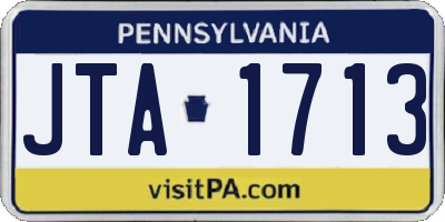 PA license plate JTA1713